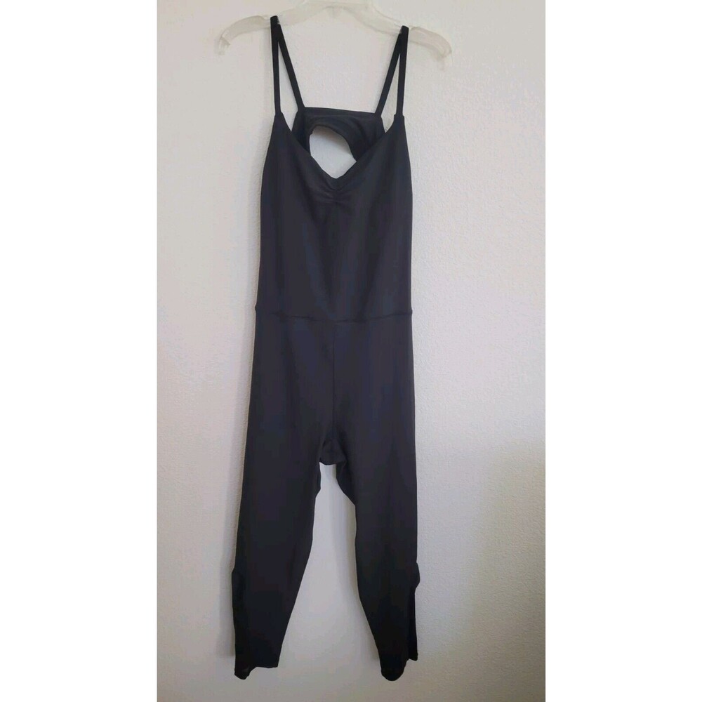 NWT Bloomingdale's Aqua Black Athletic Tank Jumpsuit Built In Bra women's XL